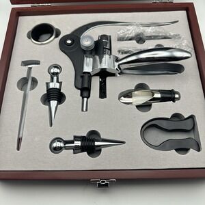 Executive Wine Collectors Set Leeds 1400-86WD  Wood 9 Pieces Star Promotions